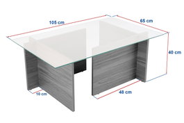 Nordure Vetrino Mesa de Centro Antracita Cristal Templado 105x65x40cm